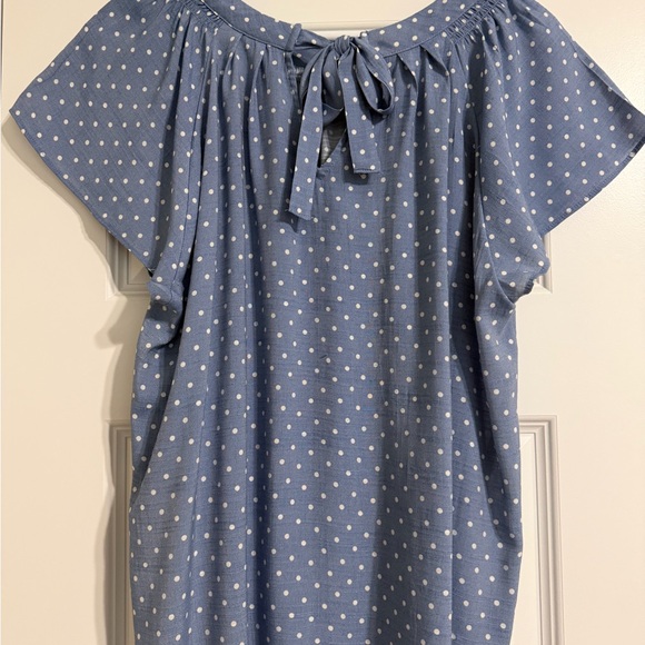 LC Lauren Conrad Blue and White Polka Dot Blouse - Picture 2 of 6